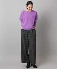 FMLAD13260 MICHEL KLEIN(ミッシェルクラン) 2WAYストレッチチェックワイドパンツ ライトグレー