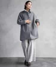 FMLAD13260 MICHEL KLEIN(ミッシェルクラン) 2WAYストレッチチェックワイドパンツ ライトグレー