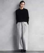 FMLAD13260 MICHEL KLEIN(ミッシェルクラン) 2WAYストレッチチェックワイドパンツ ライトグレー