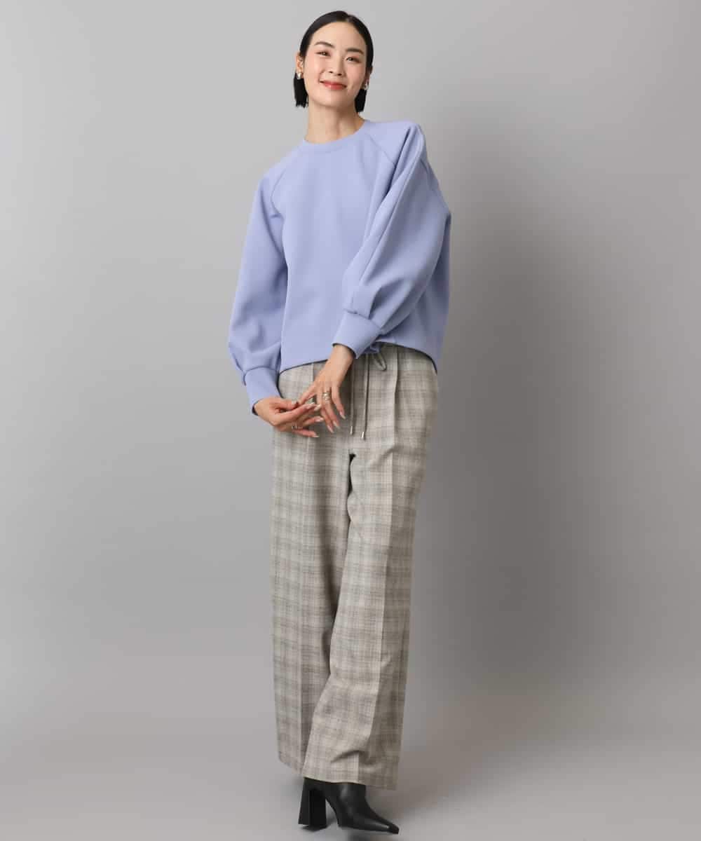 FMLAD13260 MICHEL KLEIN(ミッシェルクラン) 2WAYストレッチチェックワイドパンツ ライトグレー