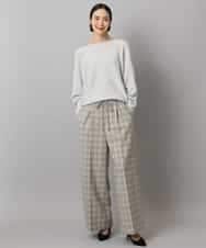 FMLAD13260 MICHEL KLEIN(ミッシェルクラン) 2WAYストレッチチェックワイドパンツ ライトグレー