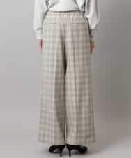 FMLAD13260 MICHEL KLEIN(ミッシェルクラン) 2WAYストレッチチェックワイドパンツ ライトグレー