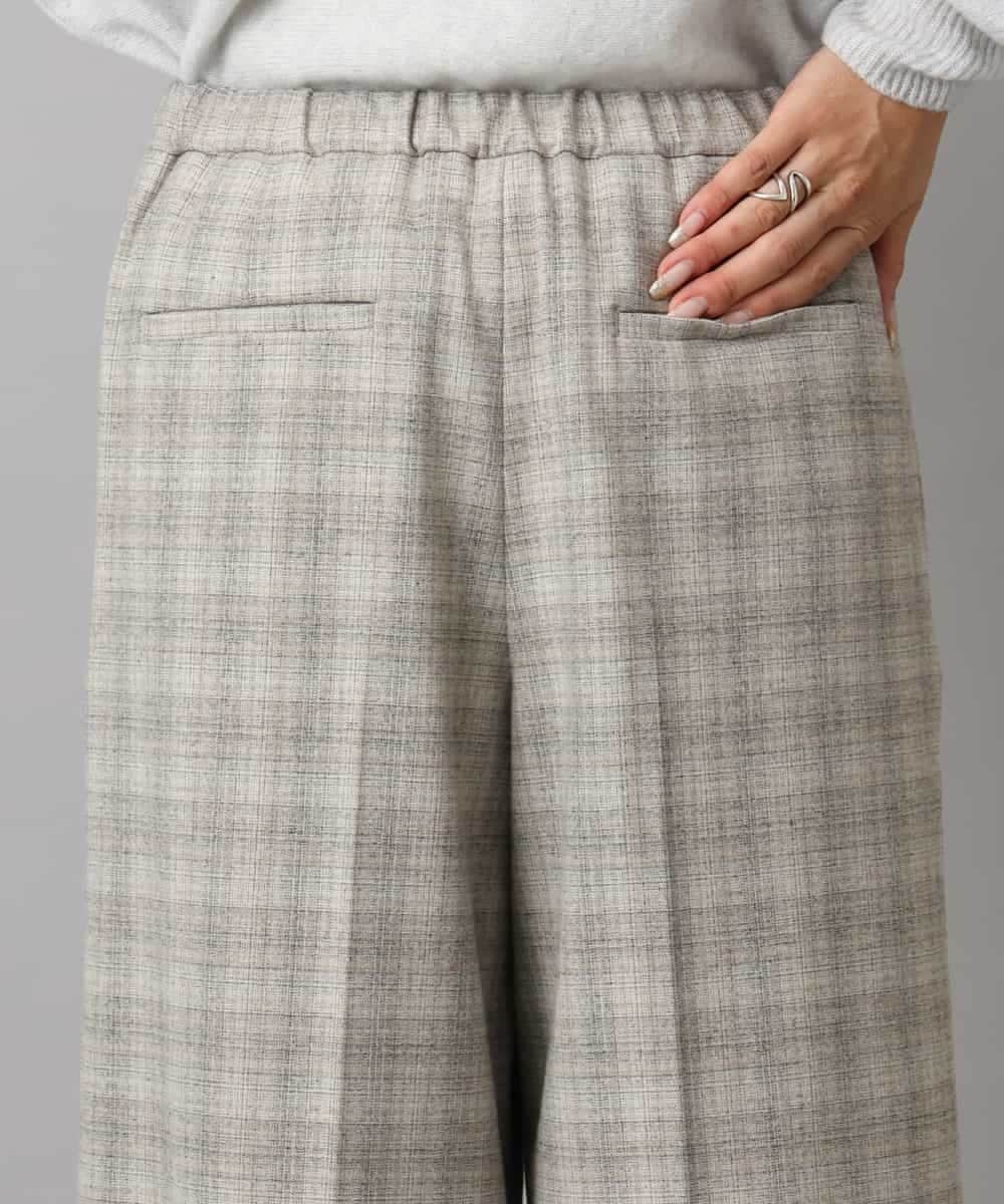 FMLAD13260 MICHEL KLEIN(ミッシェルクラン) 2WAYストレッチチェックワイドパンツ ライトグレー