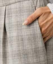 FMLAD13260 MICHEL KLEIN(ミッシェルクラン) 2WAYストレッチチェックワイドパンツ ライトグレー