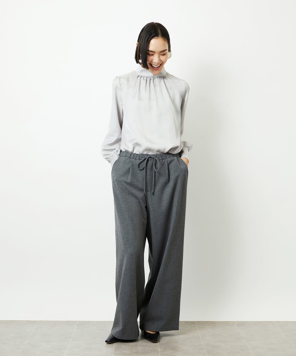 FMLAD14260 MICHEL KLEIN(ミッシェルクラン) 2WAYストレッチワイドパンツ グレー