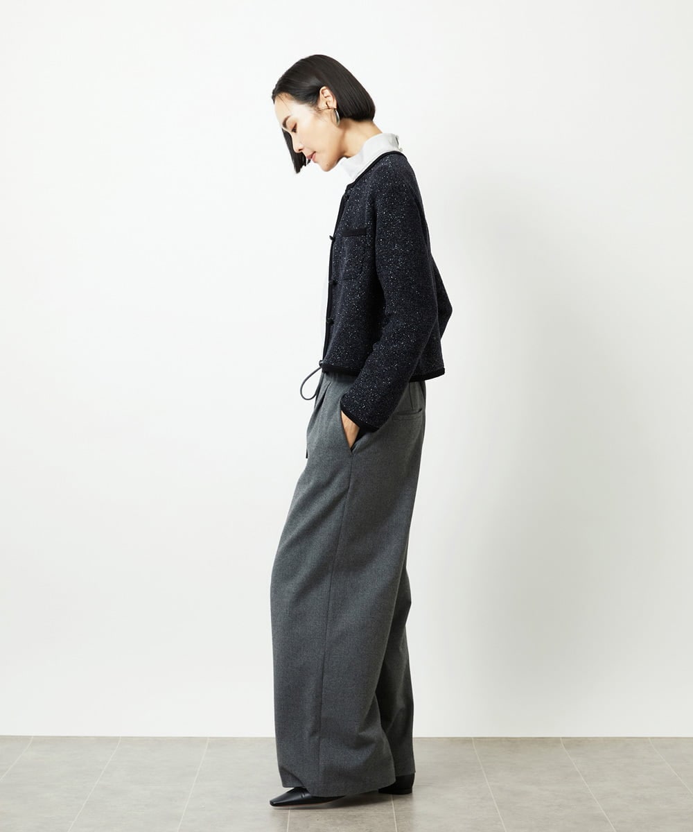 FMLAD14260 MICHEL KLEIN(ミッシェルクラン) 2WAYストレッチワイドパンツ グレー