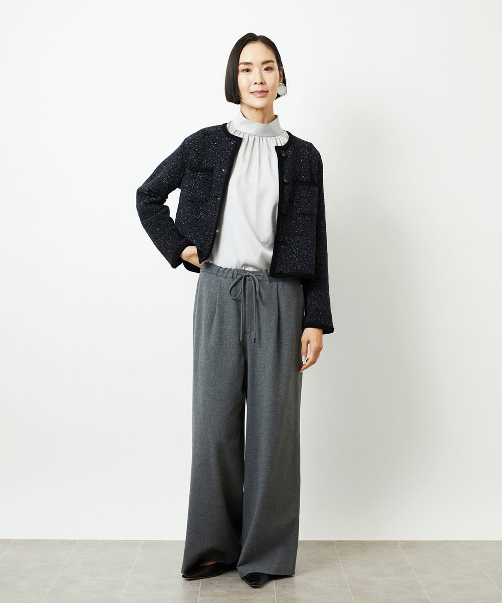 FMLAD14260 MICHEL KLEIN(ミッシェルクラン) 2WAYストレッチワイドパンツ グレー