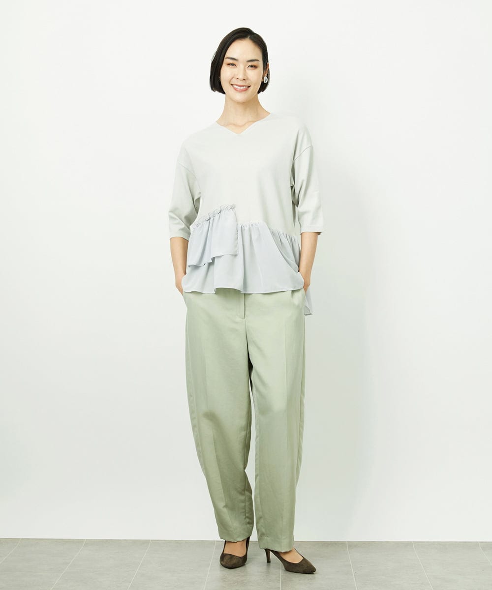 FMLAD18230 MICHEL KLEIN(ミッシェルクラン) バレルパンツ グリーン