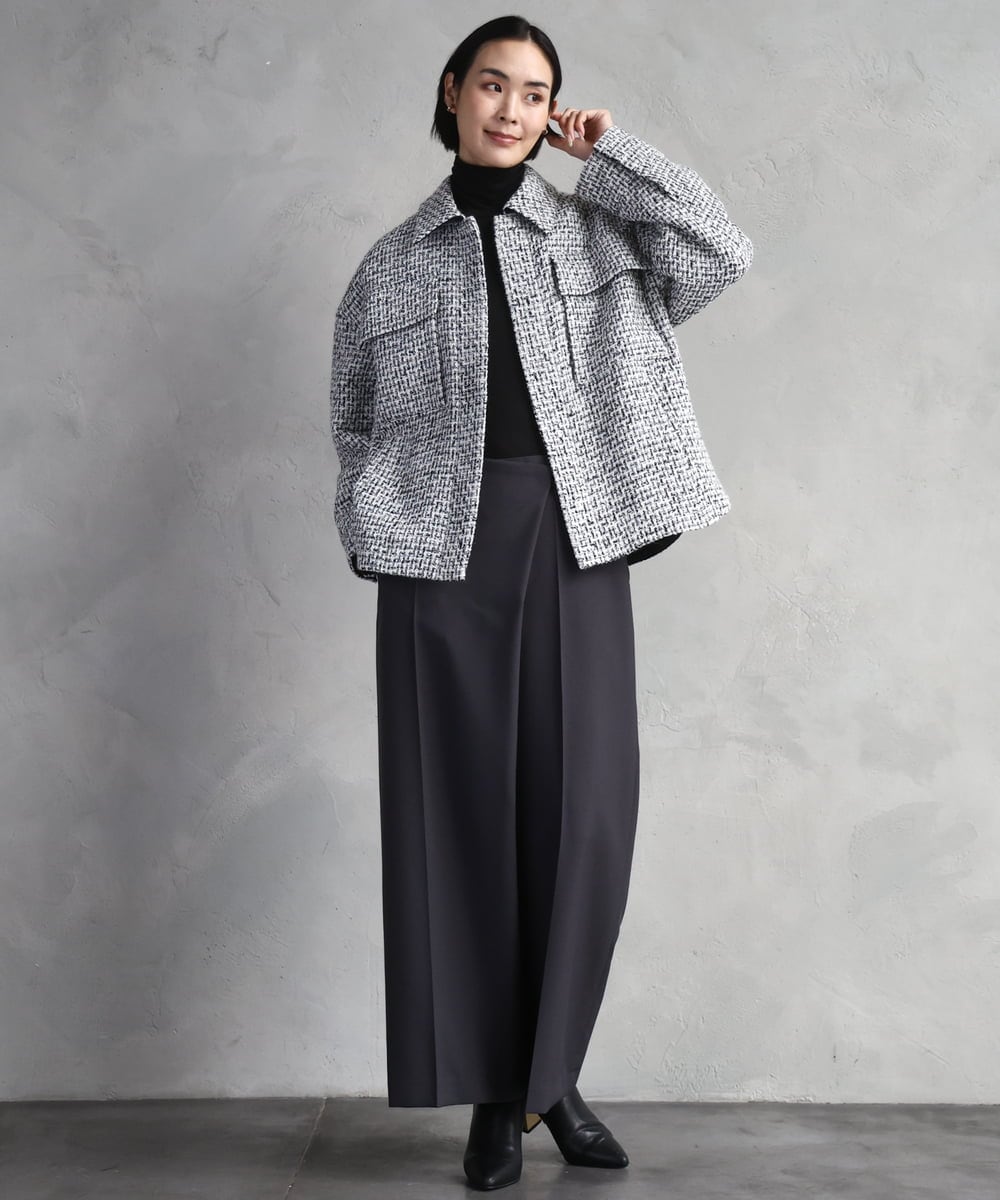 FMLAD21250 MICHEL KLEIN(ミッシェルクラン) ラップバレルパンツ ダークグレー