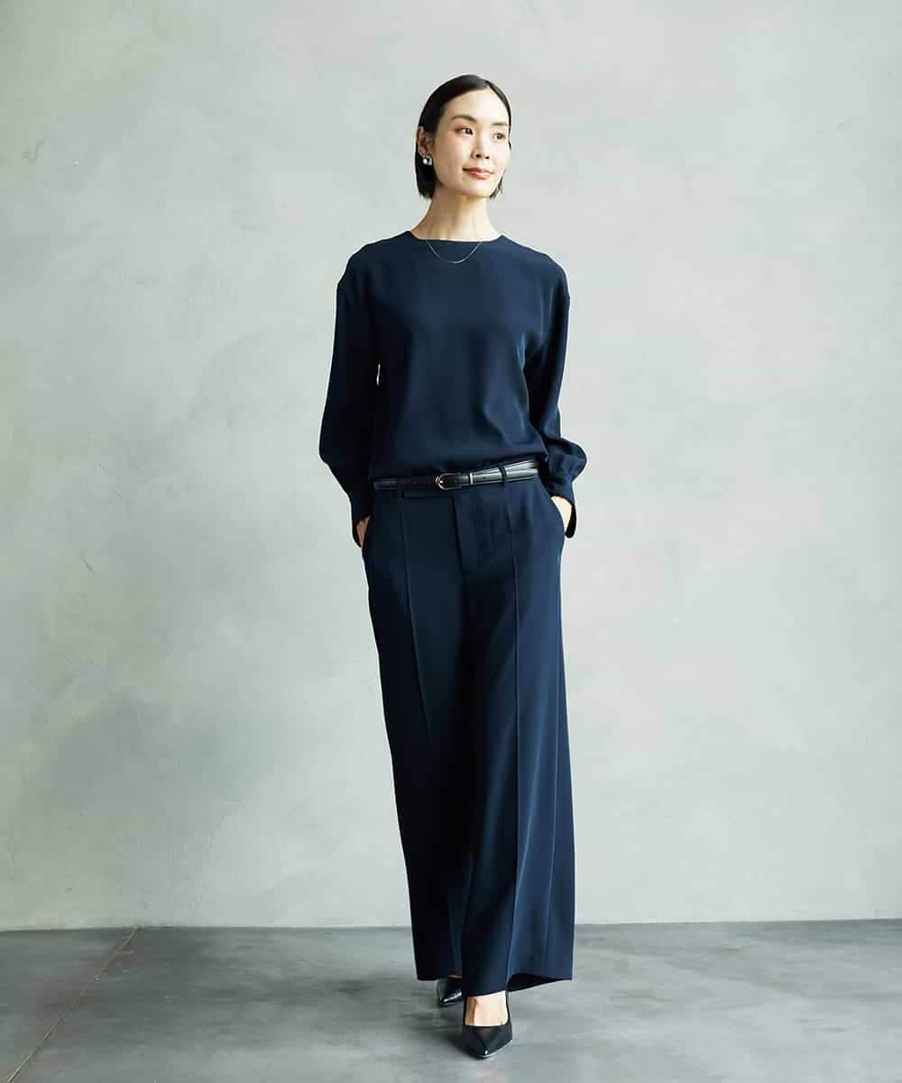 FMLAD25250 MICHEL KLEIN(ミッシェルクラン) [セットアップ対応]ワイドパンツ ネイビー