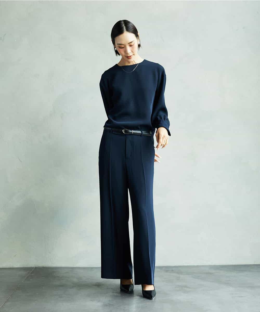 FMLAD25250 MICHEL KLEIN(ミッシェルクラン) [セットアップ対応]ワイドパンツ ネイビー