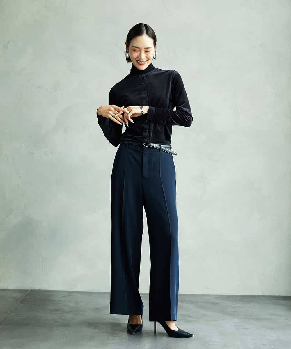 FMLAD25250 MICHEL KLEIN(ミッシェルクラン) [セットアップ対応]ワイドパンツ ネイビー