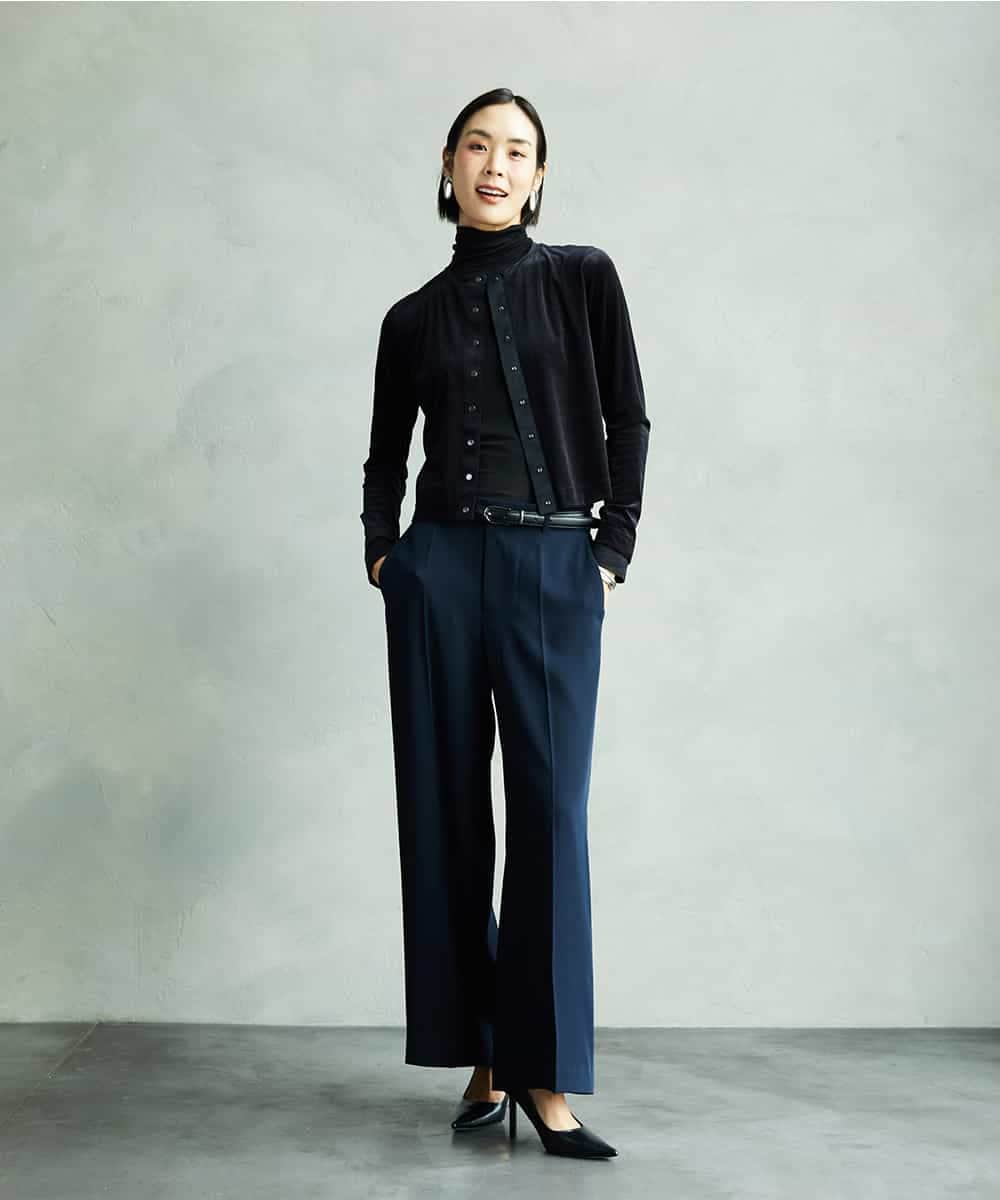 FMLAD25250 MICHEL KLEIN(ミッシェルクラン) [セットアップ対応]ワイドパンツ ネイビー