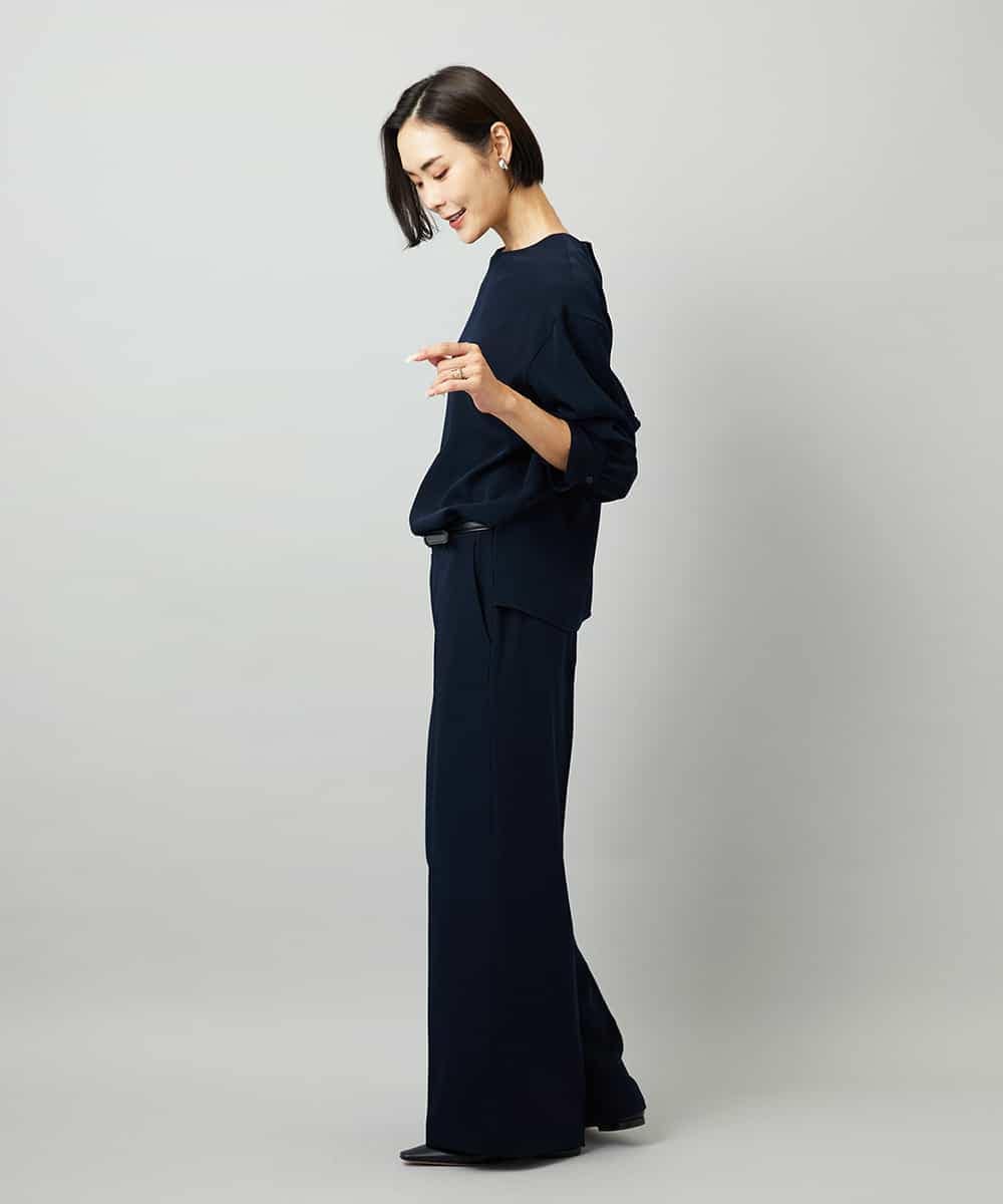 FMLAD25250 MICHEL KLEIN(ミッシェルクラン) [セットアップ対応]ワイドパンツ ネイビー