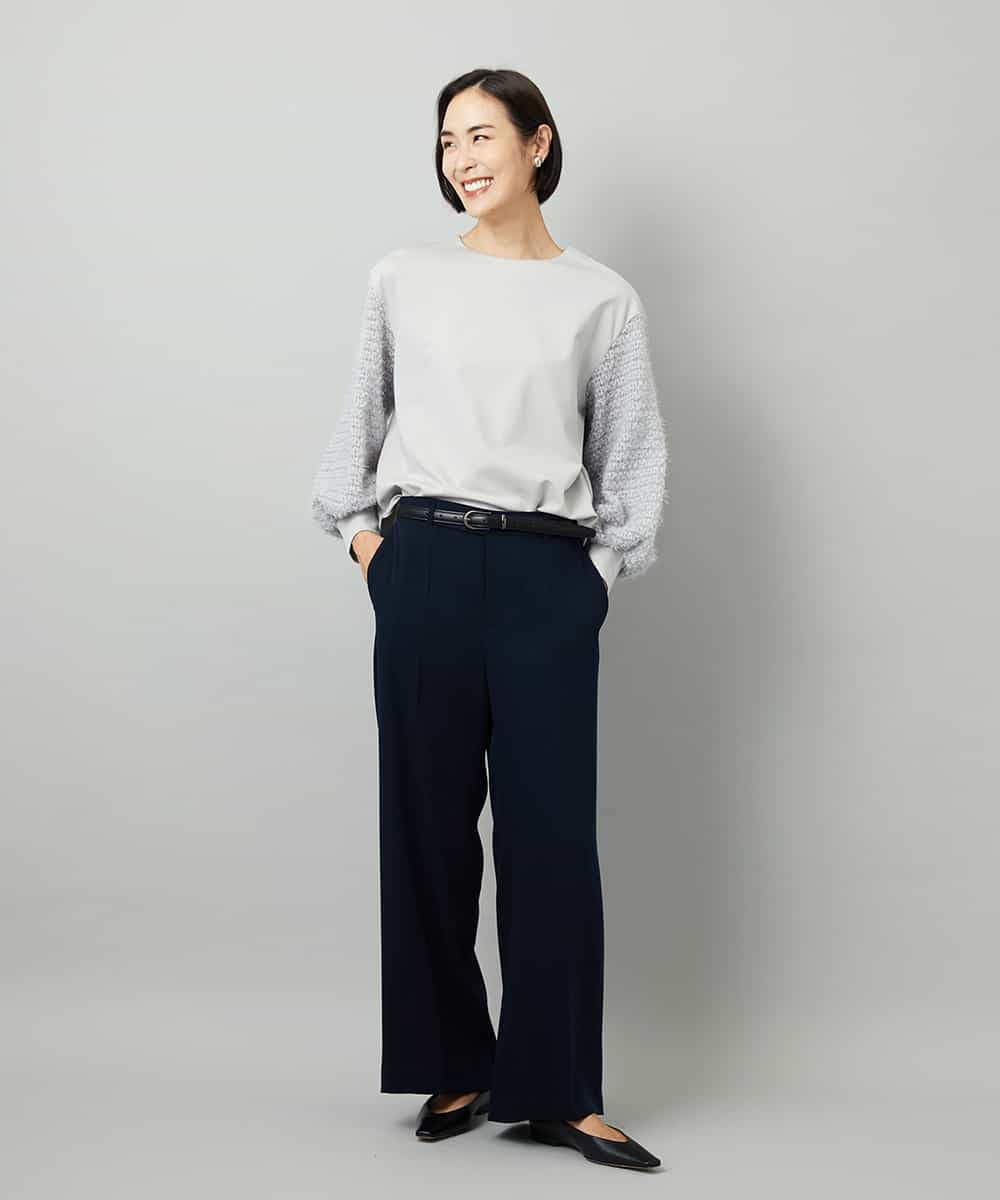 FMLAD25250 MICHEL KLEIN(ミッシェルクラン) [セットアップ対応]ワイドパンツ ネイビー
