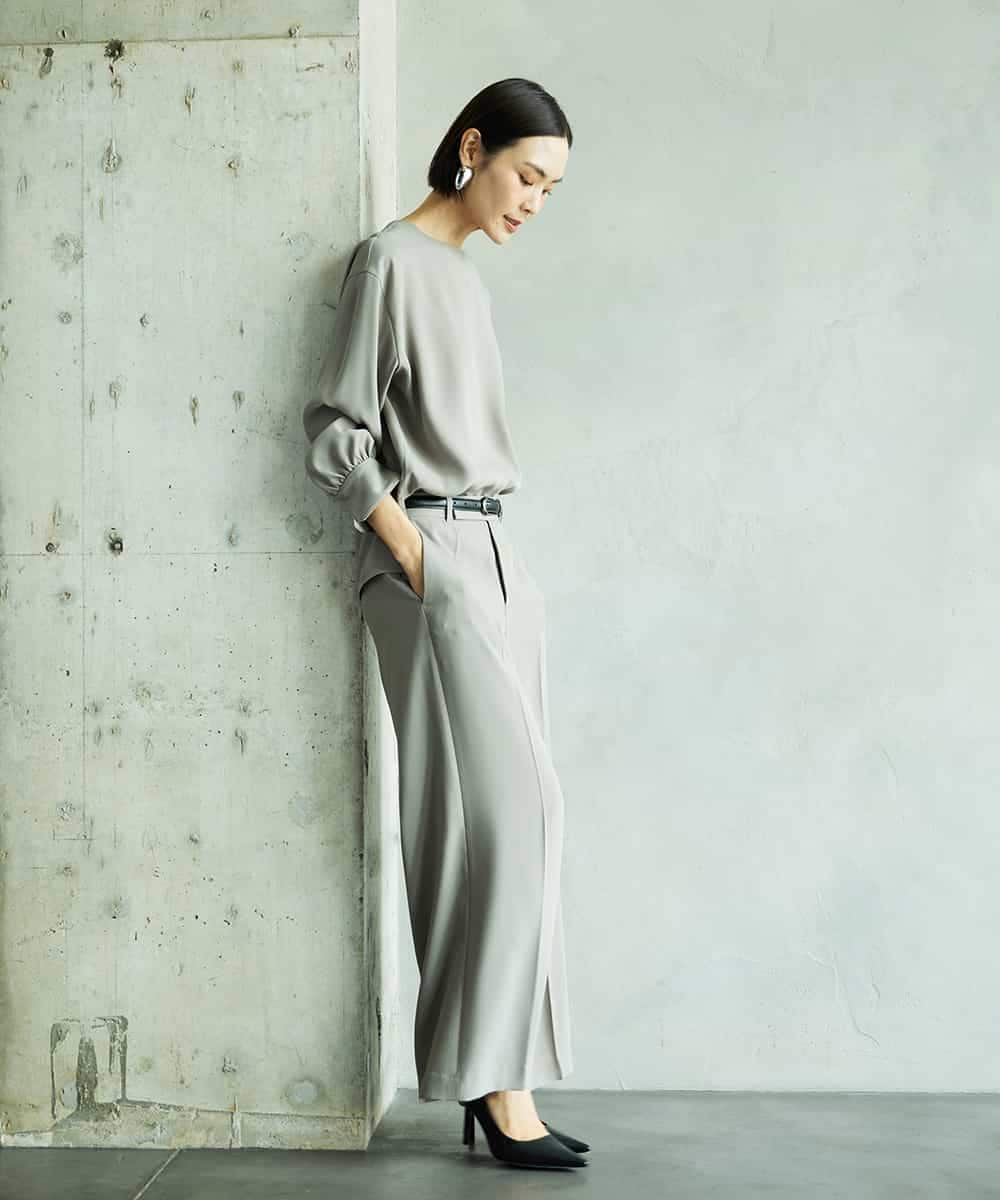 FMLAD25250 MICHEL KLEIN(ミッシェルクラン) [セットアップ対応]ワイドパンツ ネイビー