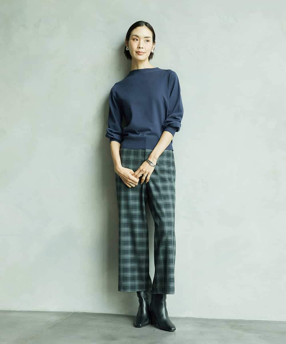 FMLAD28180 MICHEL KLEIN(ミッシェルクラン) [定番人気]ストレッチ裏起毛ワイドパンツ グレー