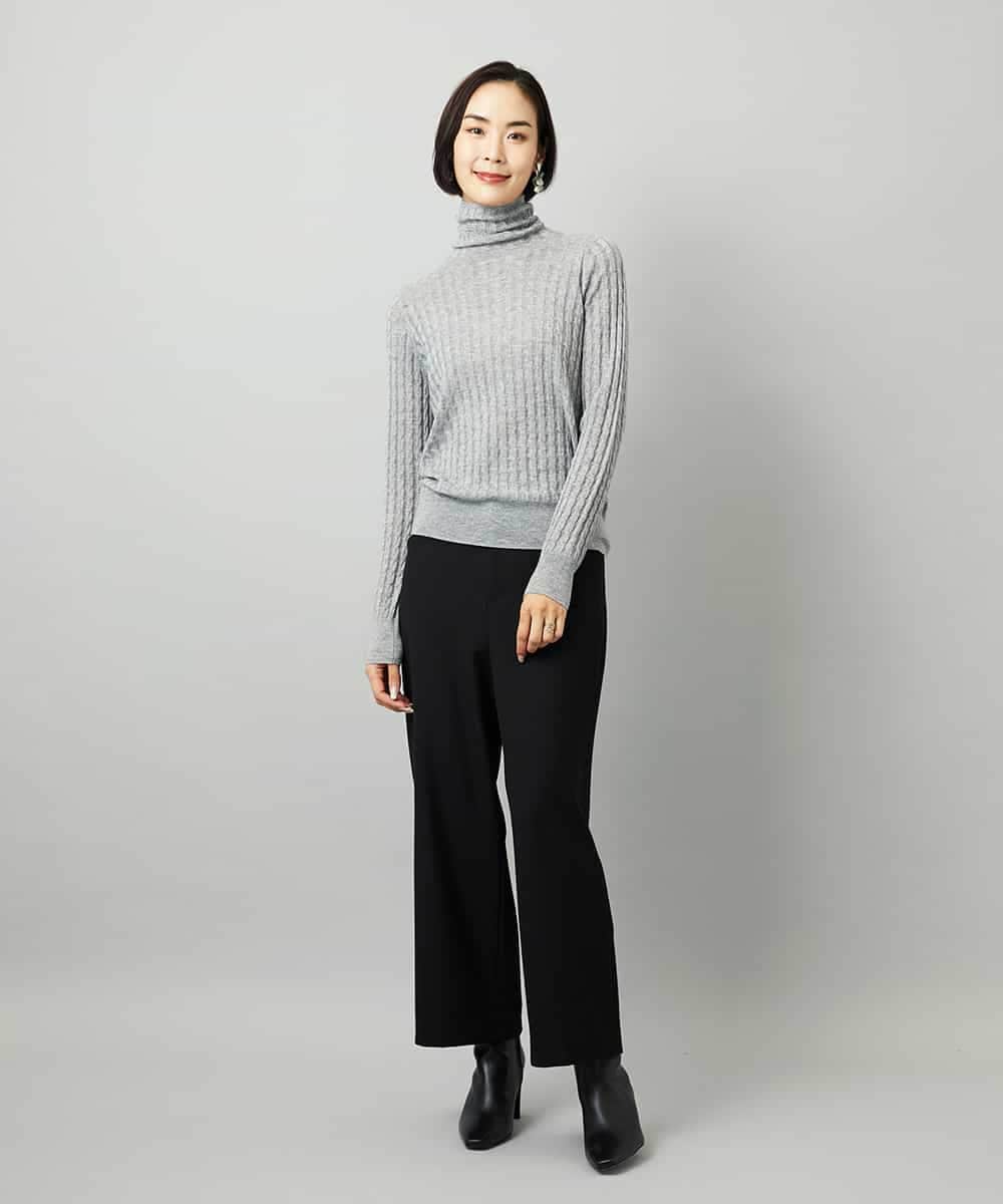 FMLAD28180 MICHEL KLEIN(ミッシェルクラン) [定番人気]ストレッチ裏起毛ワイドパンツ グレー
