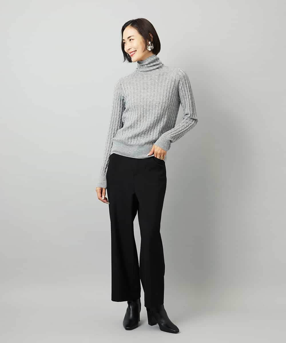 FMLAD28180 MICHEL KLEIN(ミッシェルクラン) [定番人気]ストレッチ裏起毛ワイドパンツ グレー
