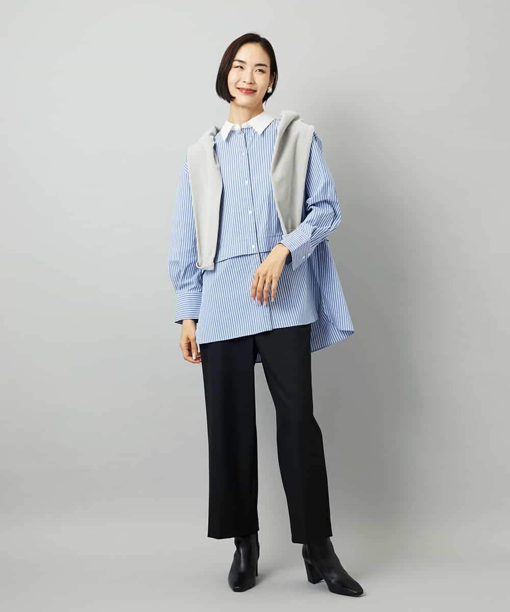 FMLAD28180 MICHEL KLEIN(ミッシェルクラン) [定番人気]ストレッチ裏起毛ワイドパンツ グレー