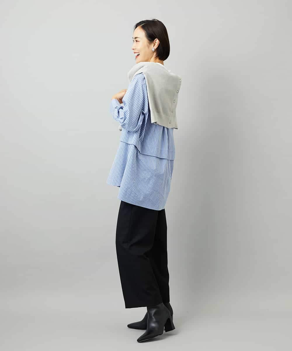 FMLAD28180 MICHEL KLEIN(ミッシェルクラン) [定番人気]ストレッチ裏起毛ワイドパンツ グレー
