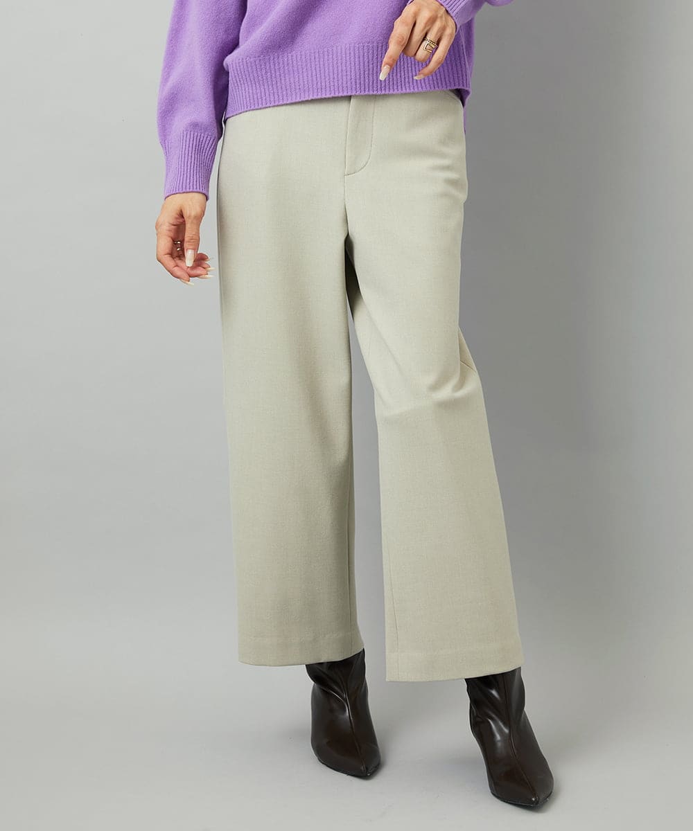 FMLAD30180 MICHEL KLEIN(ミッシェルクラン) ［定番人気/新色追加］裏起毛ワイドクロップドパンツ(機能素材) ベージュ