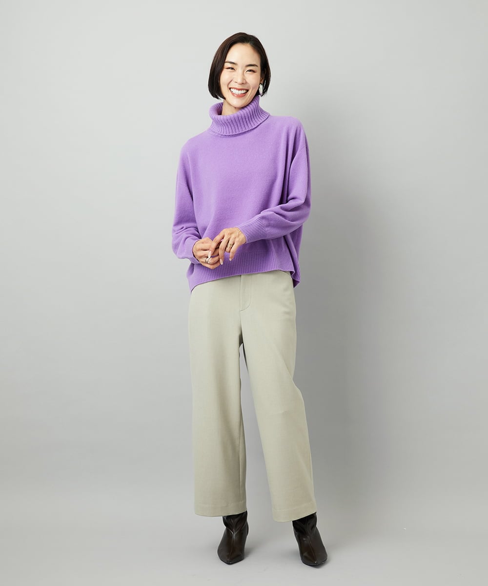 FMLAD30180 MICHEL KLEIN(ミッシェルクラン) ［定番人気/新色追加］裏起毛ワイドクロップドパンツ(機能素材) ベージュ