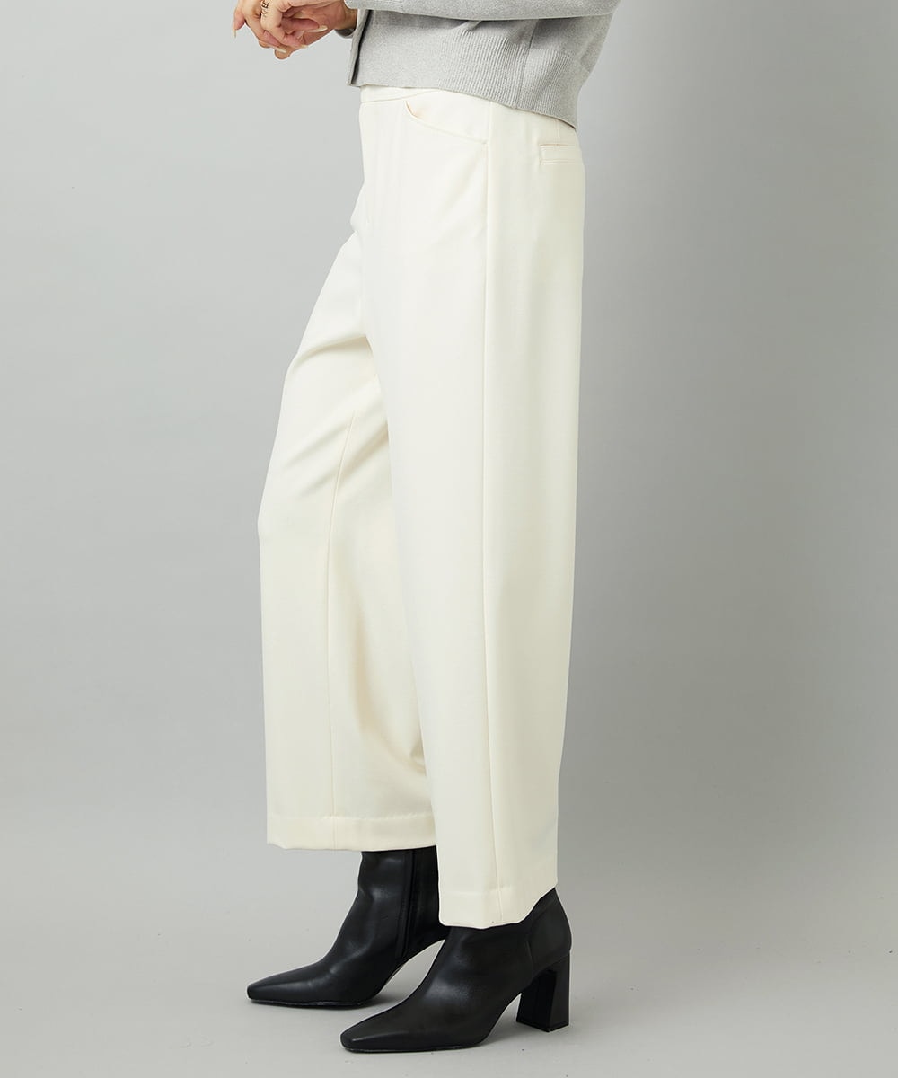 FMLAD30180 MICHEL KLEIN(ミッシェルクラン) ［定番人気/新色追加］裏起毛ワイドクロップドパンツ(機能素材) ベージュ