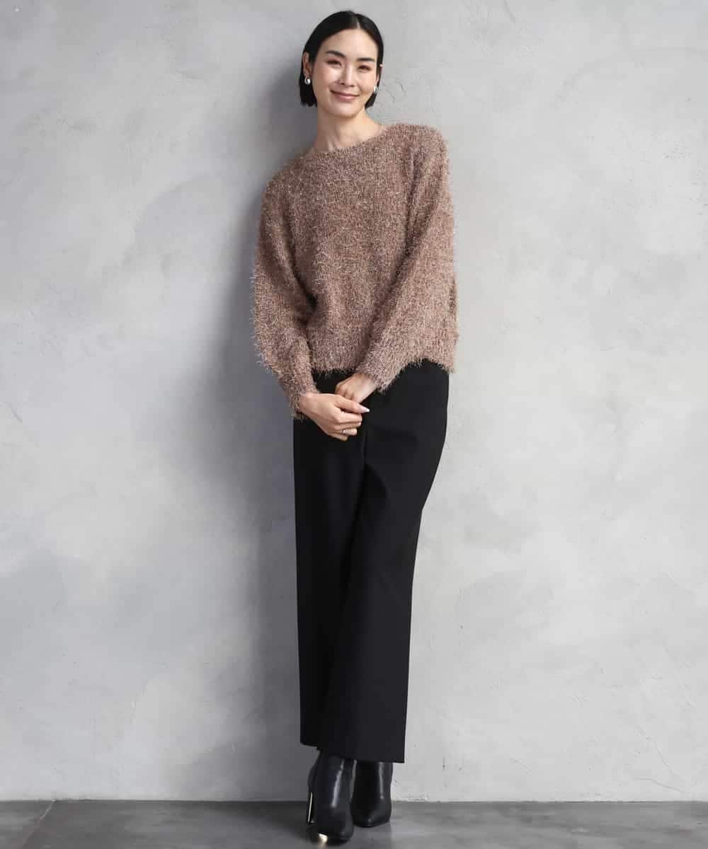 FMLAD30180 MICHEL KLEIN(ミッシェルクラン) ［定番人気/新色追加］裏起毛ワイドクロップドパンツ(機能素材) ベージュ