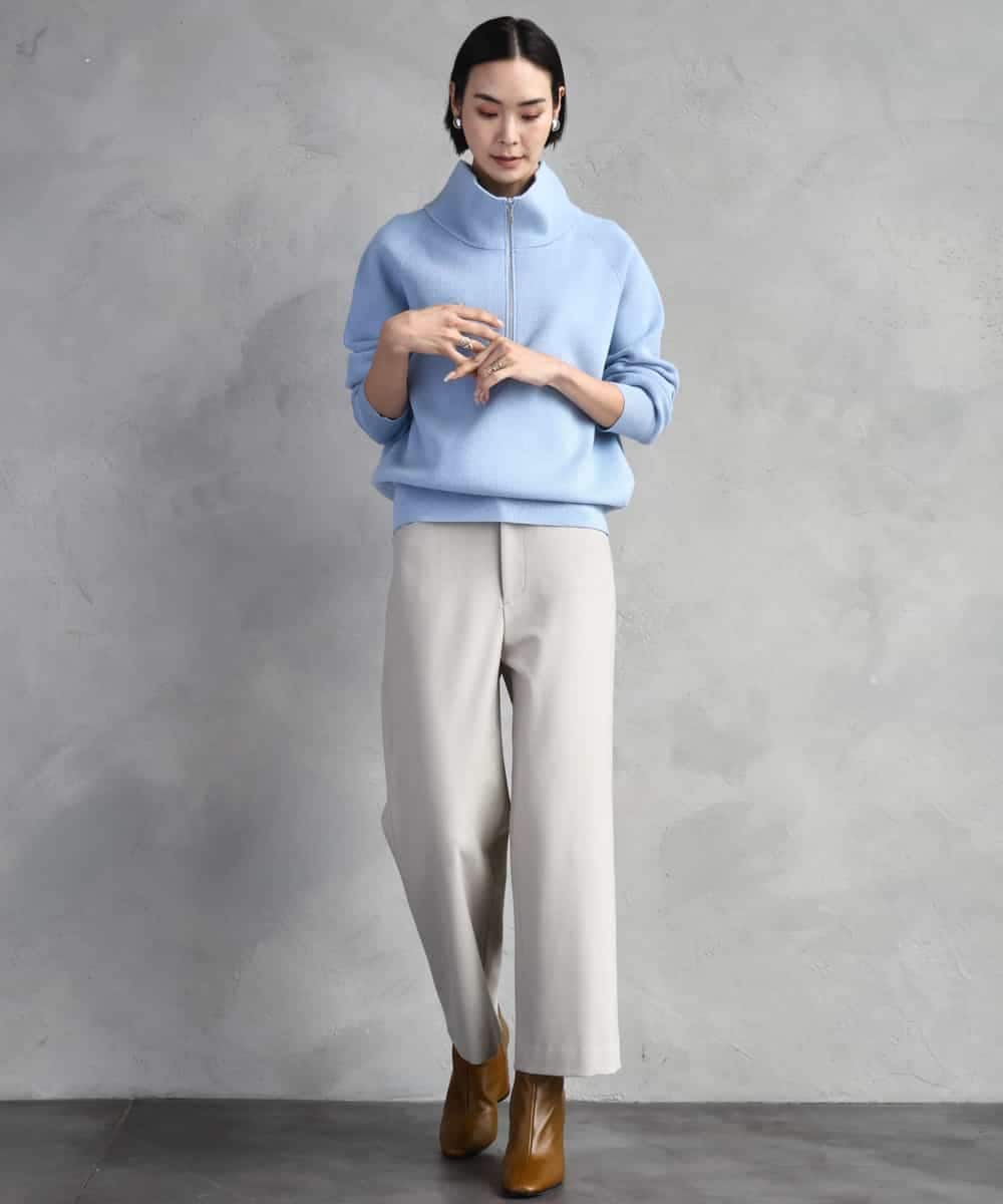 FMLAD30180 MICHEL KLEIN(ミッシェルクラン) ［定番人気/新色追加］裏起毛ワイドクロップドパンツ(機能素材) ベージュ