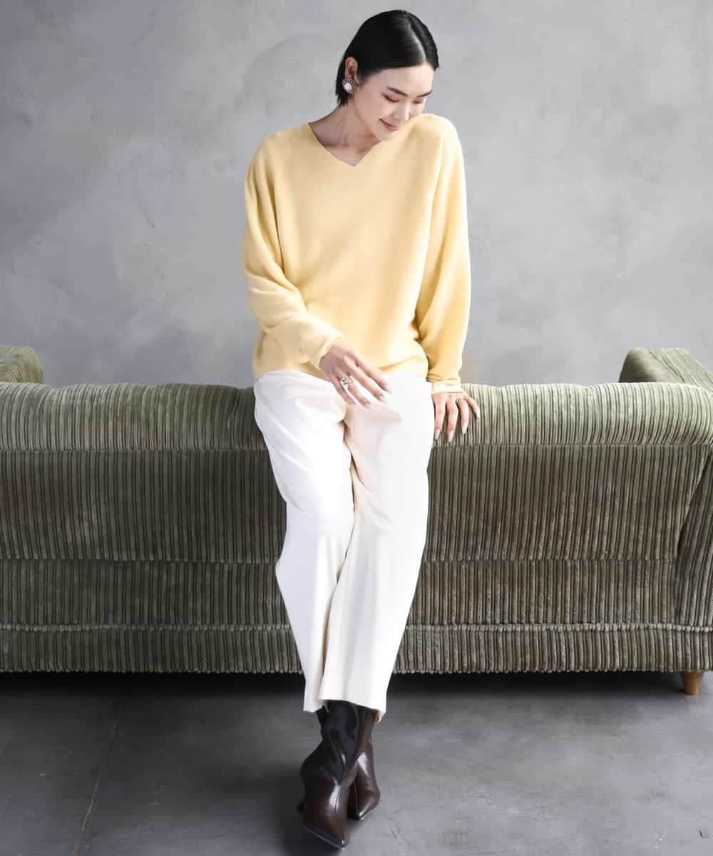 FMLAD30180 MICHEL KLEIN(ミッシェルクラン) ［定番人気/新色追加］裏起毛ワイドクロップドパンツ(機能素材) ベージュ