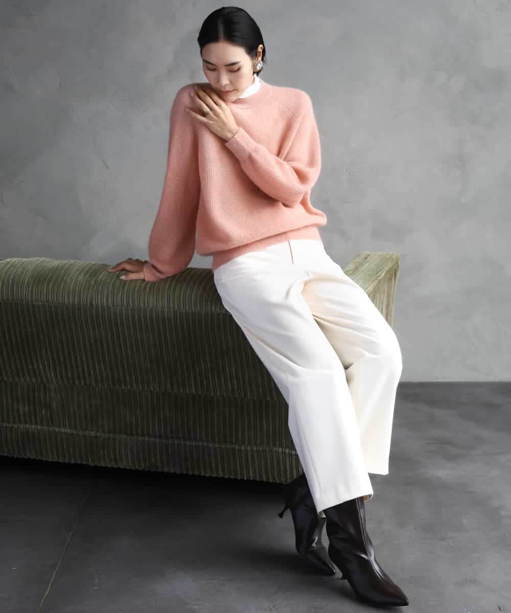 FMLAD30180 MICHEL KLEIN(ミッシェルクラン) ［定番人気/新色追加］裏起毛ワイドクロップドパンツ(機能素材) ベージュ