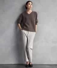 FMLAD31200 MICHEL KLEIN(ミッシェルクラン) ［定番素材］裏起毛ストレッチテーパードパンツ(機能素材) ベージュ