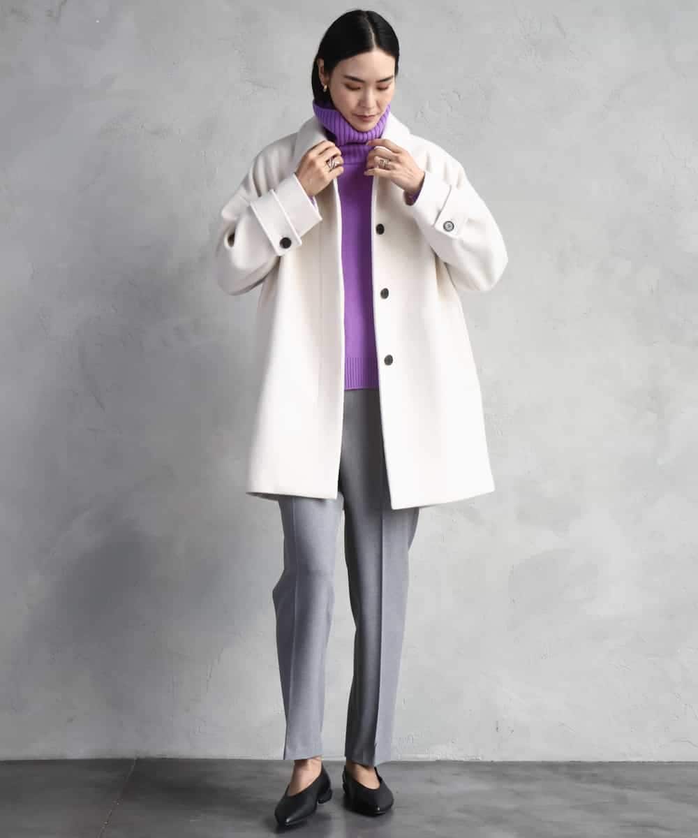 FMLAD31200 MICHEL KLEIN(ミッシェルクラン) ［定番素材］裏起毛ストレッチテーパードパンツ(機能素材) ベージュ