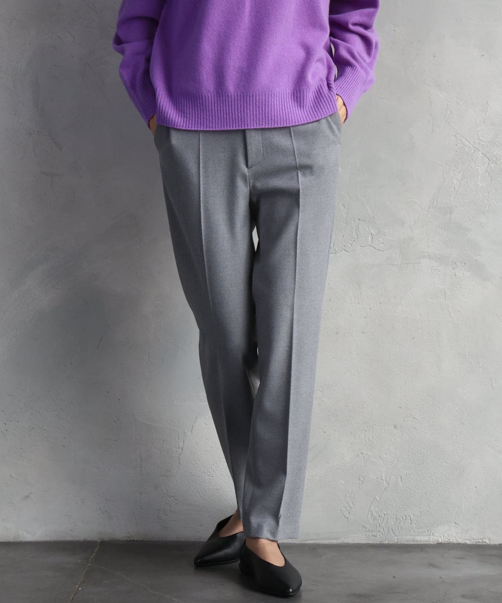 FMLAD31200 MICHEL KLEIN(ミッシェルクラン) ［定番素材］裏起毛ストレッチテーパードパンツ(機能素材) ベージュ