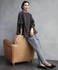 FMLAD31200 MICHEL KLEIN(ミッシェルクラン) ［定番素材］裏起毛ストレッチテーパードパンツ(機能素材) ベージュ