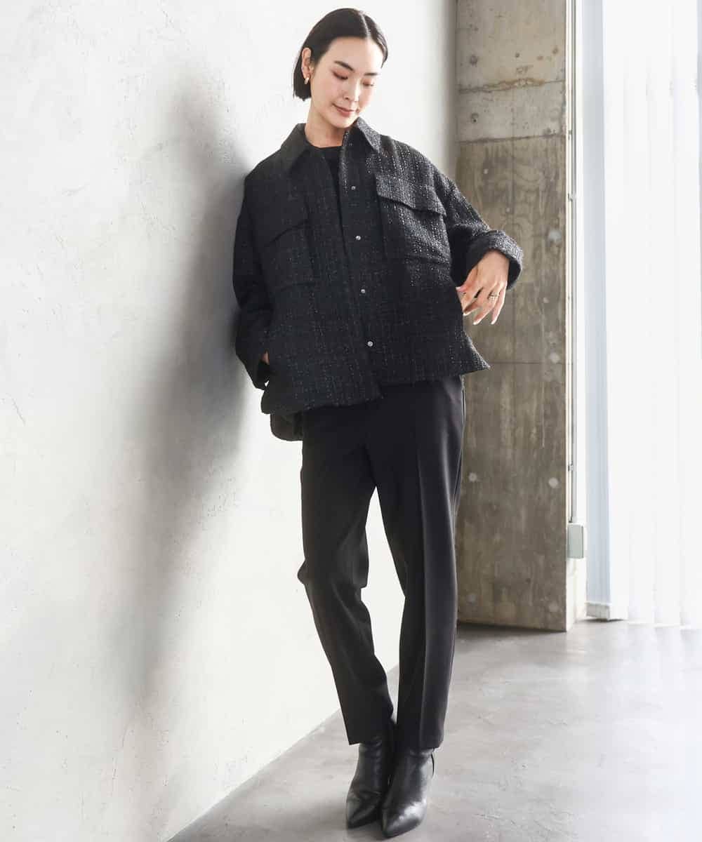 FMLAD31200 MICHEL KLEIN(ミッシェルクラン) ［定番素材］裏起毛ストレッチテーパードパンツ(機能素材) ベージュ