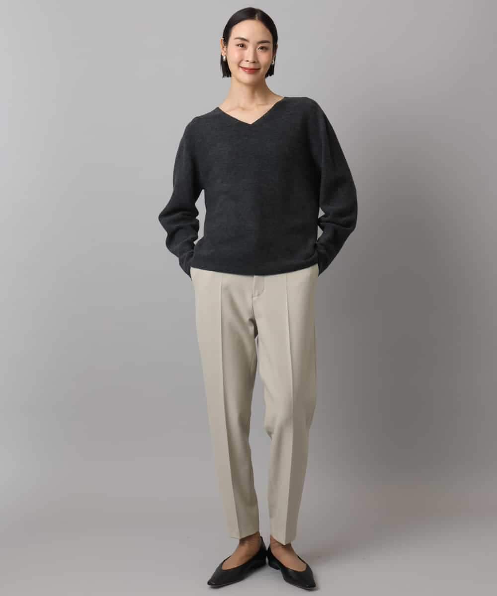 FMLAD31200 MICHEL KLEIN(ミッシェルクラン) ［定番素材］裏起毛ストレッチテーパードパンツ(機能素材) ベージュ