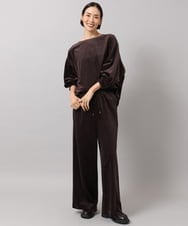 FMLAG01250 MICHEL KLEIN(ミッシェルクラン) [セットアップ対応]ベロアドロストワイドパンツ ブラック