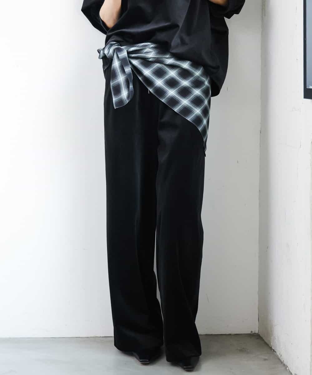 FMLAG01250 MICHEL KLEIN(ミッシェルクラン) [セットアップ対応]ベロアドロストワイドパンツ ブラック