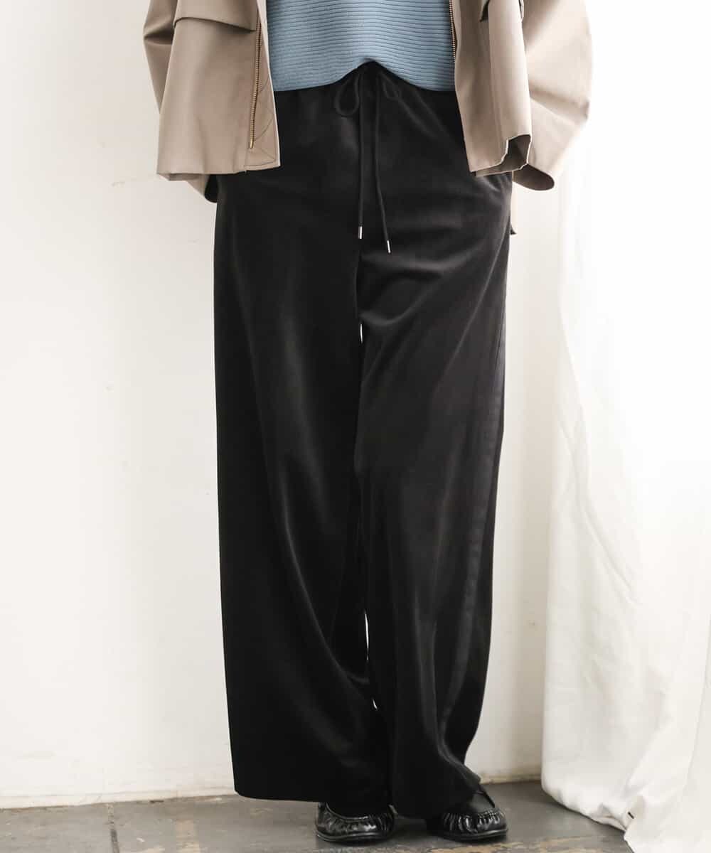 FMLAG01250 MICHEL KLEIN(ミッシェルクラン) [セットアップ対応]ベロアドロストワイドパンツ ブラック