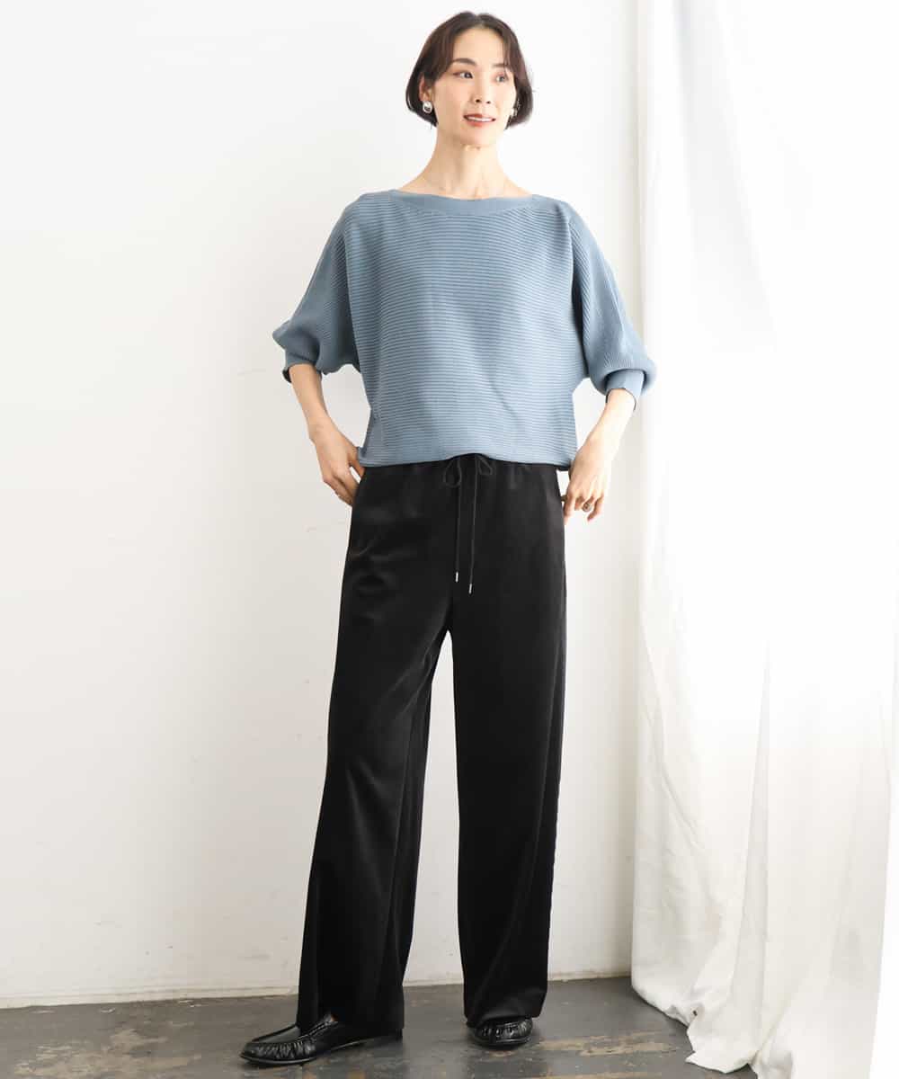 FMLAG01250 MICHEL KLEIN(ミッシェルクラン) [セットアップ対応]ベロアドロストワイドパンツ ブラック