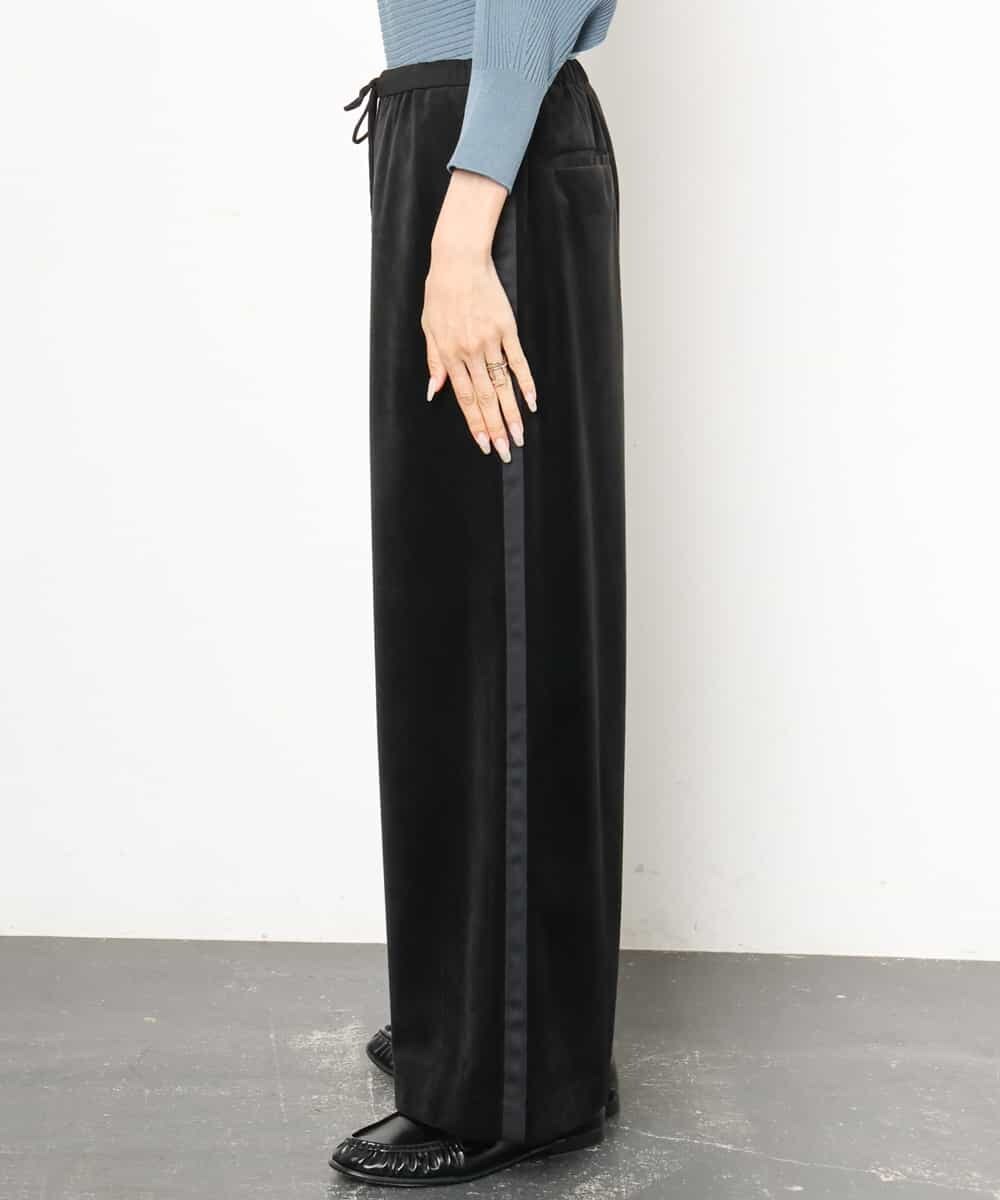 FMLAG01250 MICHEL KLEIN(ミッシェルクラン) [セットアップ対応]ベロアドロストワイドパンツ ブラック