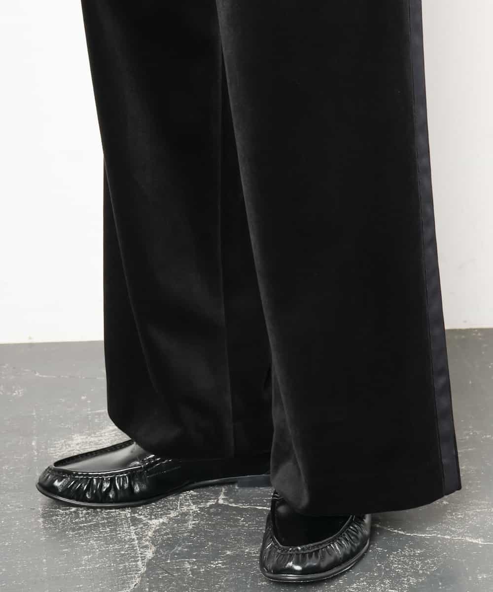 FMLAG01250 MICHEL KLEIN(ミッシェルクラン) [セットアップ対応]ベロアドロストワイドパンツ ブラック