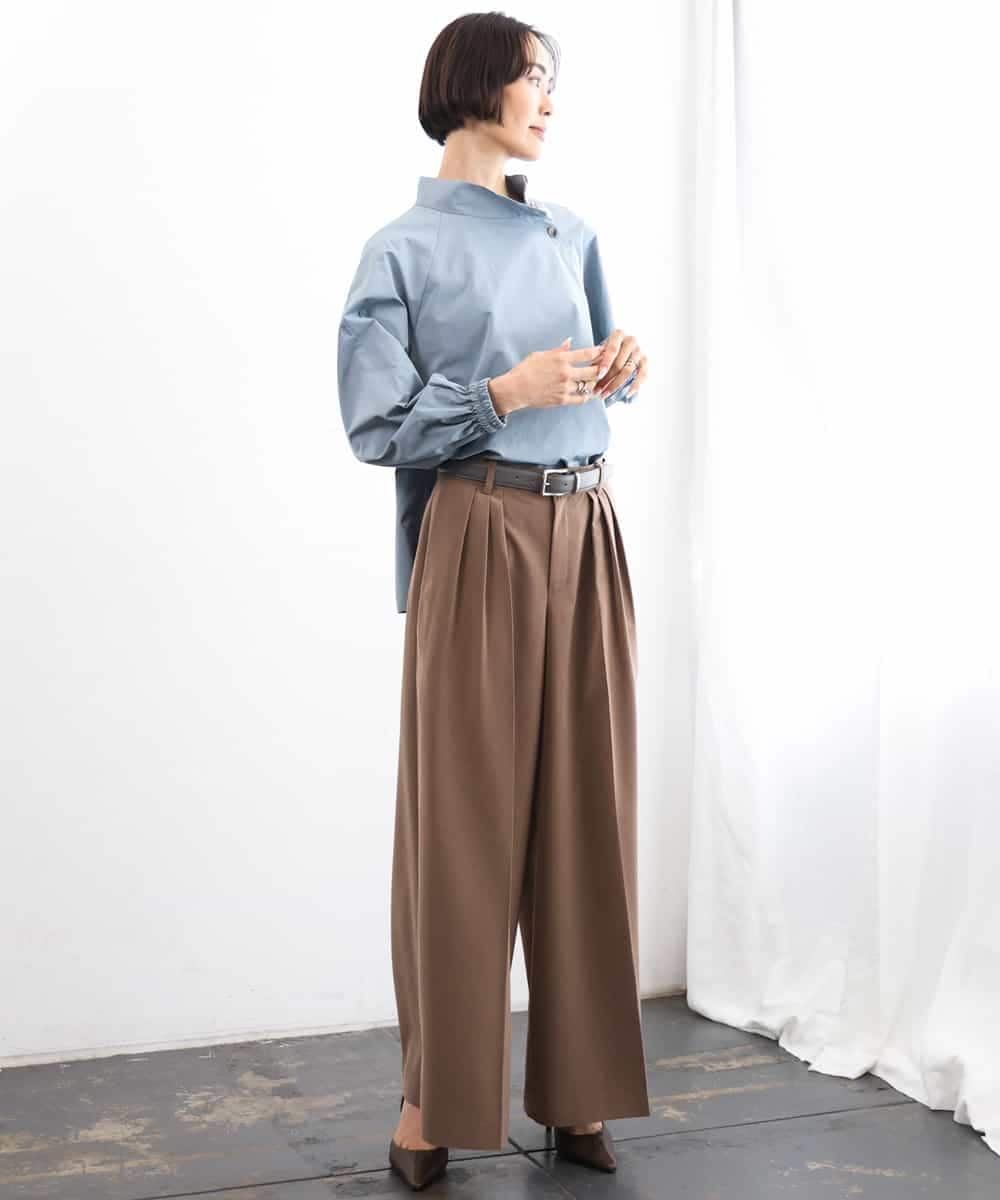 FMLAG02260 MICHEL KLEIN(ミッシェルクラン) 微起毛ワイドパンツ ダークキャメル