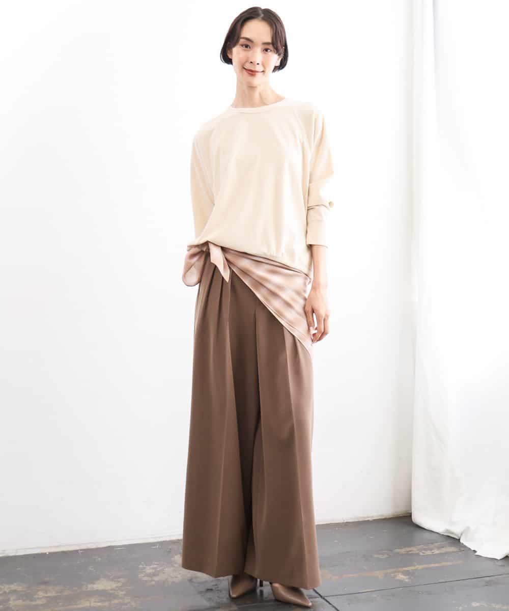 FMLAG02260 MICHEL KLEIN(ミッシェルクラン) 微起毛ワイドパンツ ダークキャメル