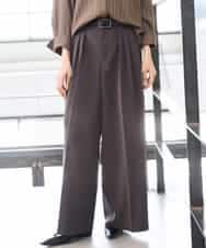 FMLAG02260 MICHEL KLEIN(ミッシェルクラン) 微起毛ワイドパンツ ダークキャメル