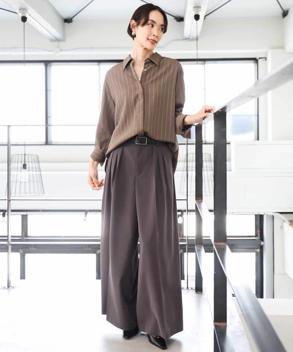 FMLAG02260 MICHEL KLEIN(ミッシェルクラン) 微起毛ワイドパンツ ダークキャメル