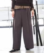 FMLAG02260 MICHEL KLEIN(ミッシェルクラン) 微起毛ワイドパンツ ダークキャメル