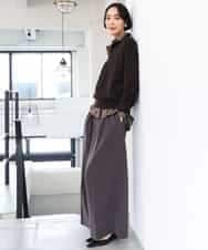 FMLAG02260 MICHEL KLEIN(ミッシェルクラン) 微起毛ワイドパンツ ダークキャメル